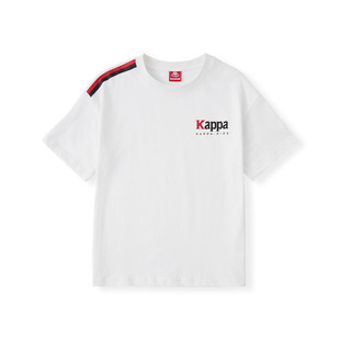 Kappa卡帕2024夏季短袖T恤白色衬衫男童上衣运动休闲套头衫女