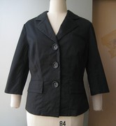美国品牌 妹家女装纯棉弹力西装领外套 短款 九分袖黑色