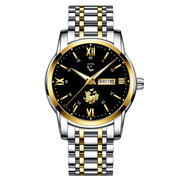 钢带双日历夜光防水男士手表全自动非机械表时尚薄电子石英腕表