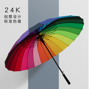 24骨超大雨伞抗风晴雨伞自动长柄直杆伞男女双人抗台风彩虹大雨伞