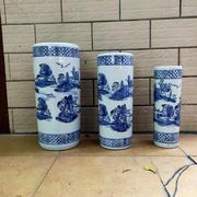陶瓷花瓶青花瓷装画筒圆柱形画卷，瓶子花盆陶瓷长筒富贵竹插花直筒