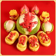 寿桃馒头老人生日胶东花饽饽中式蛋糕祝寿贺寿大寿桃包传统花馍