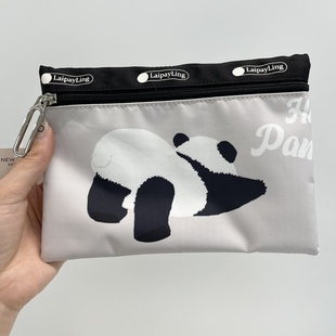 熊猫panda口罩收纳包卡通(包卡通)手机包化妆包方形，纸巾钥匙包拉链轻便布