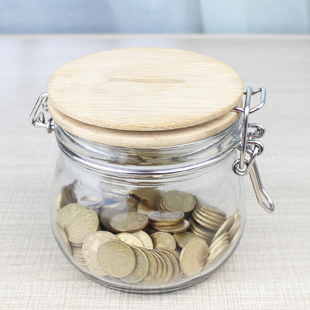 透明玻璃存钱储蓄罐大号零钱，罐卡扣游戏币罐硬币纸币存钱罐