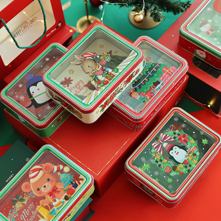 透明胶片天窗马口铁盒圣诞节礼物盒翻糖饼干曲奇烘焙包装盒子