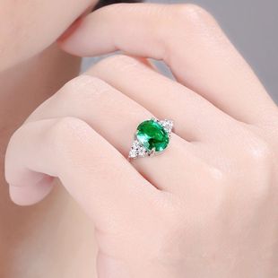 s925镀银戒指祖母绿蓝水晶红宝石，红玛瑙可调节女款活口指环送女友