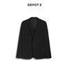 DEPOT3 男装西装 高级长绒棉日常商务通勤简约黑色微弹休闲西装