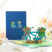 生日祝福3d立体贺卡纸雕创意跨境亚马逊礼物卡片自行车花车