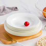 单个汤盘景德镇陶瓷盘纯白骨瓷，餐具深盘创意碟子白色8英寸菜盘子