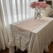 欧式法式高档刺绣蕾丝，桌旗布艺蝴蝶结斗柜梳妆台，餐桌茶几长条盖巾