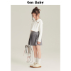 senbaby儿童春款卫衣套装裙韩系，童装女童个性，短款上衣+灰色百褶裙