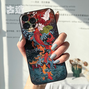 古造中国风浮雕 鲤鱼跃龙门 适用iPhone15promax苹果14promax手机壳13pro国风12pro手机套