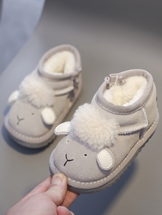 儿童雪地靴冬季女童保暖鞋男童加绒棉靴宝宝软底学步鞋婴儿鞋
