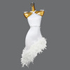 定制拉丁舞比赛服装表演出舞裙高档专业白羽毛，恰恰中式连衣裙