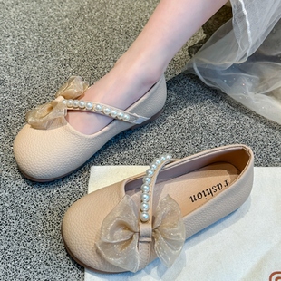 女童皮鞋软底夏季女宝韩版儿童公主鞋童鞋，时尚女孩豆豆鞋子