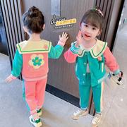女童秋装套装2024洋气棒球服女宝宝春秋季儿童运动女童装时髦