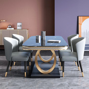 意式轻奢大理石餐桌椅，组合现代简约岩板长方形吃饭桌子家用小户型