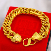 越南沙金手链男士24k黄金色(黄金色)999经典金手表链镀金霸气龙头链子