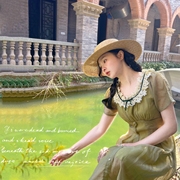 茉莉小调独立日2024年夏季复古蕾丝法式甜美绿色，显瘦原创连衣裙