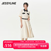 jessyline夏季女装杰茜，莱米色长款收腰连衣裙325211341
