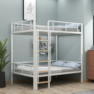 简约现代黑色白色铁艺儿童床上下床双层床高低床1.5米子母床铁床