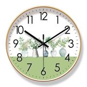 自动对时电波钟8032绿植时钟挂墙钟表钟表挂钟客厅超静音清新现代