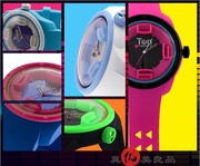 日本tenbeats潮人男女款，糖果色拼接撞色运动休闲石英手表