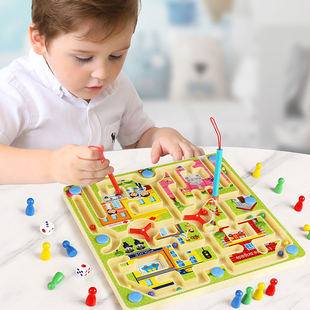 2-3岁4磁性迷宫玩具儿童益智力动脑多功能专注力训练磁力运笔走珠