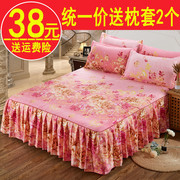 纯棉床裙三件套加厚防滑全棉床罩床笠床盖床单1.8米1.5m防尘床套