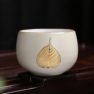 汝窑茶杯开片可养陶瓷，主人杯品茗杯，茶杯单个汝瓷小茶盏家用