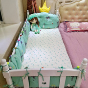 欧式婴儿床白色实木拼接床加宽床大人男孩女孩儿童床带护栏延