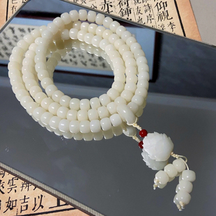原创天然菩提手串108颗佛珠，女菩提子手链念珠串，白色菩提根项链