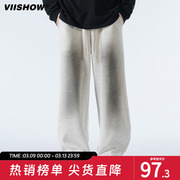 VIISHOW运动裤男春秋宽松休闲裤直筒垂感卫裤涂鸦弹力抽绳长裤