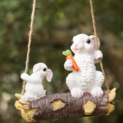 花园庭院装饰树脂小动物工艺品萌可爱仿真吊饰挂饰花园兔子摆件秋