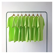 230克纯棉厚实荧光绿果绿色，圆领短袖t恤男女宽松情侣bf风潮