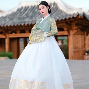 高端韩国延吉公主小姐宫廷韩服，朝鲜民族高端定制礼服旅拍摄影