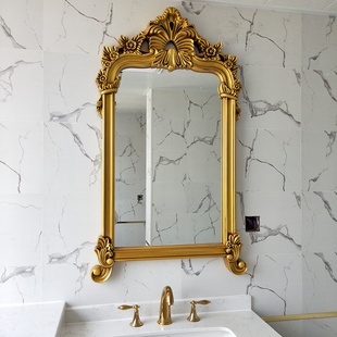 欧式美式卫生间镜子异形壁挂浴室镜，梳妆台镜玄关，壁炉复古装饰镜框