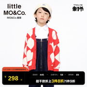 little moco童装儿童男童女童开衫毛衣棋盘格含羊绒针织外套红色