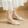 法式小众设计感气质高跟鞋日常可穿伴娘婚鞋单鞋女尖头中跟小跟鞋