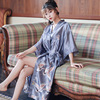 夏季真丝睡衣女士性感睡袍中长款韩日式和服系带浴袍丝绸睡裙薄款