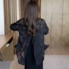 气质显瘦黑色时尚休闲后背开叉衬衫女蝴蝶小众宽松设计感防晒上衣