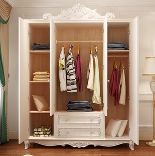 欧式衣柜卧室三门四门五门，收纳a柜经济型，推拉门实木白色大衣橱家