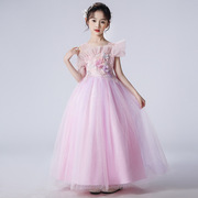 儿童礼服2023女童，公主裙婚纱表演晚礼服小女孩，夏季童装蓬蓬裙