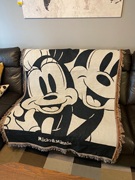 黑白米奇米妮动漫卡通米老鼠，可爱棉线针织盖毯房间，休闲装饰沙发毯