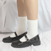 日系纯色女棉短袜子学生袜，jk制服奶白半截，小腿中筒靴袜潮堆堆袜