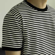 黑白条纹t恤男士夏季圆领休闲舒适短袖时尚透气男装dyp010861ta