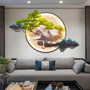 新中式客厅装饰画沙发背景墙迎客松壁饰挂件入户玄关禅意山水壁挂
