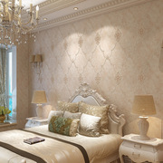 4d欧式田园刺绣无缝墙布，浪漫温馨满铺卧室客厅背景墙防水壁布