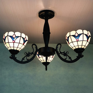 欧式现代简约蒂凡尼玻璃，复古客厅卧室餐厅，居家铁艺树脂吸顶吊灯