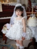 kw家24夏洛丽塔女童公主，裙花嫁蛋糕，裙生日连衣裙白色儿童婚纱礼服